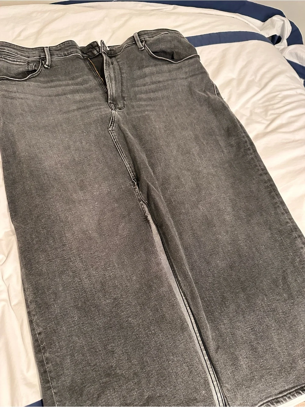 Size 16 Good American midi stretch Jean skirt with center slit